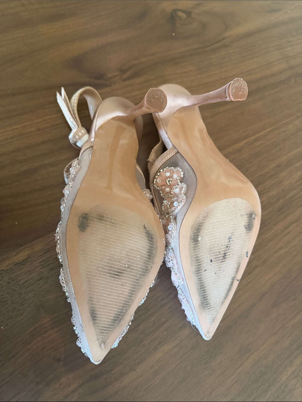Steve Madden Bri Blush Pink Embellished Slingback Heels - Picture 7 of 8